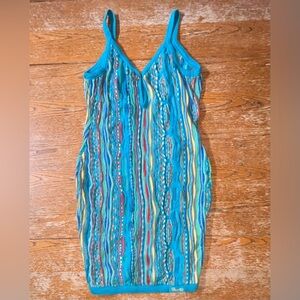 COOGI brand multicolor knit sleeveless sweater mini dress, Size XL